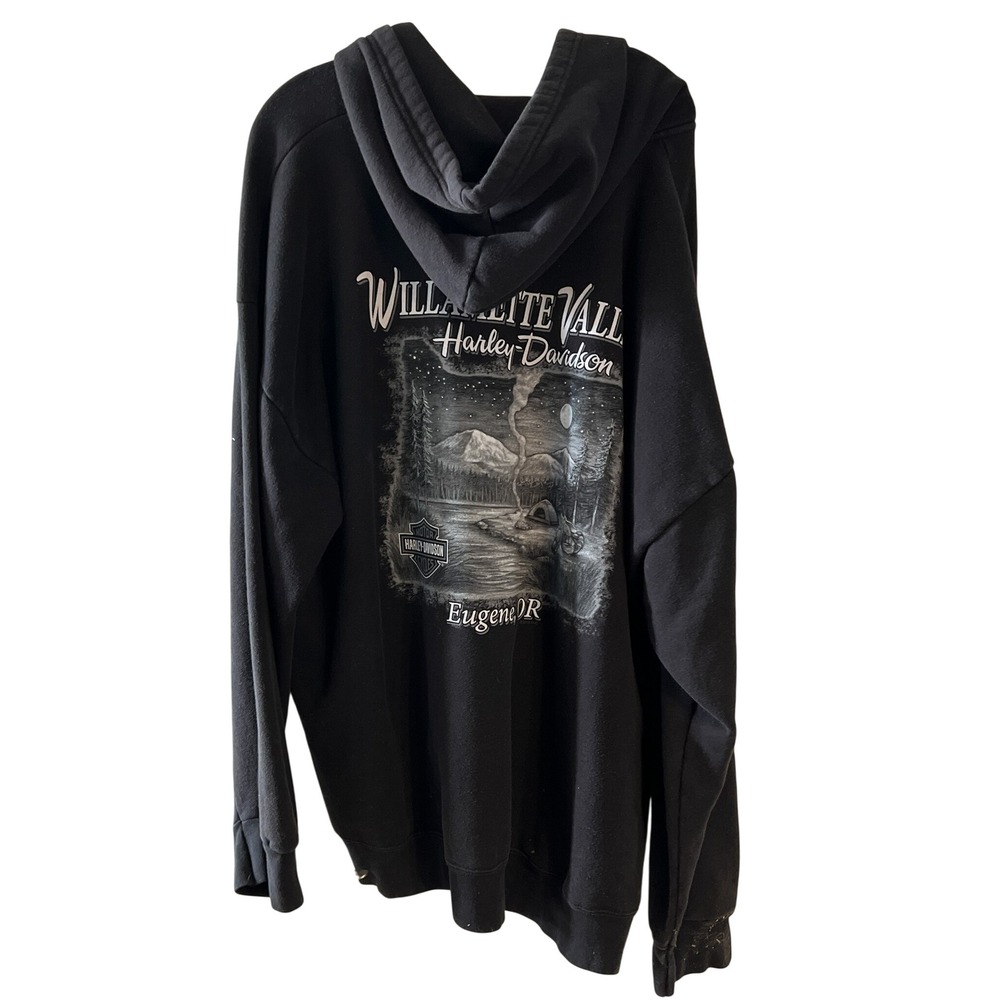 Harley-Davidson Willamette Valley Eugene OR Skull Zip Hoodie Black 2XL